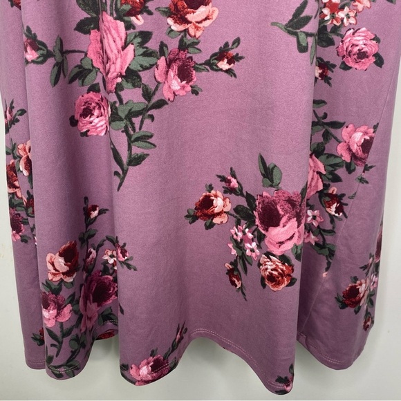 Joe Boxer A-Line Dress 2X Floral Print Lavender Keyhole Neck V-Neck Short Sleeve - Picture 2 of 9
